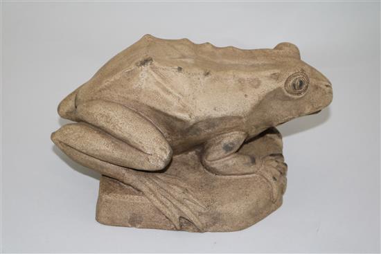 A Royal Doulton stoneware frog fountain-head, early 20th century, length 23.5cm